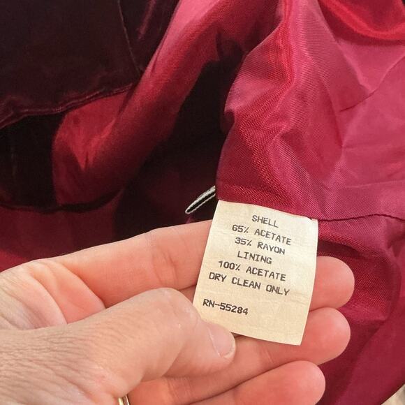 Vtg Talbots Womens Velvet Blazer Size 12 Vampire Whimsigoth Cola Red Jacket NEW - Picture 7 of 8